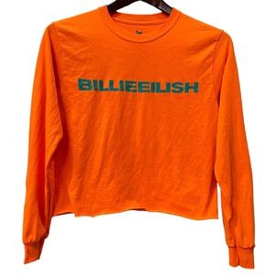 Billie Eilish Orange Long Sleeve Tee Cropped TShirt Don't Smile At Me womens S